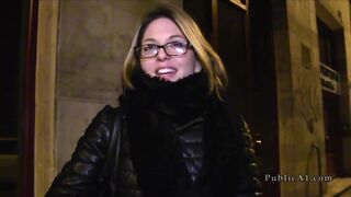 French blonde bangs Czech fake agent in public