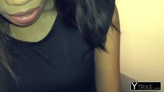 Petite Thai girl fucked by a huge white cock in POV