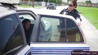 BBW lesbian police face sitting session with handsome black cock fugitive public scandal