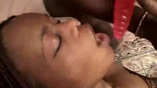 Euro Ebony Slut In Fishnets Rides Big Black Cock