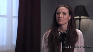 Tied up brunette flogged and anal banged