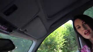 Russian hitchhiker bangs in field pov