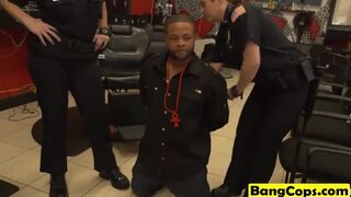 Hot fucking in a hair saloon with BBC and female police officer