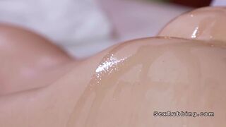 Brown haired babe bangs masseurs cock