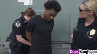 Cops Maggie and Joslyn abusing black guy outdoors