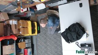 Blonde Teen shoplifter fucked hard inside the office