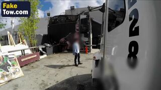 Broke chick has no choice but to fuck the tow guy