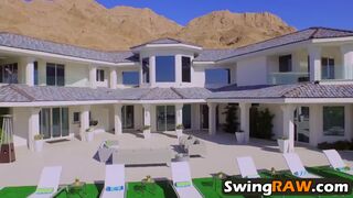 Amateur redhead milf exposed busty tits for lesbian swingers at playboy mansion