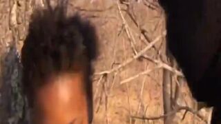 Babe from Africa gets whipped and banged by masters