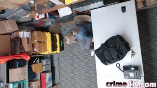 Blonde shoplifter gets roughly banged in office