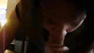 Amateur sucks fat cock
