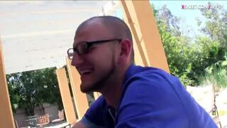 Redhead tennis player pounded by the coach with her friend