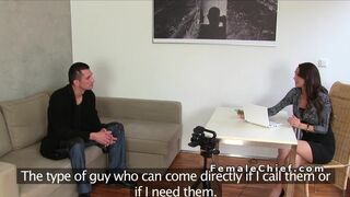 Slim female agent licked and fucked