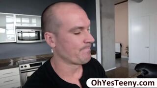 Petite teen Haze tempts her big cock tutor to have sex before studying