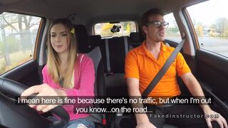 Driving instructor bangs natural busty teen