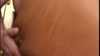 Ebony pregnant babe takes stiff schlong in cunt
