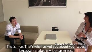 Milf agent rides young guy in office