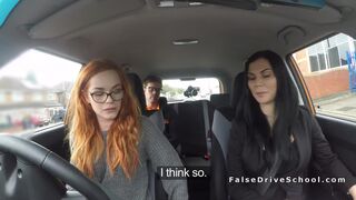 Threesome fuck after fake driving test