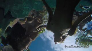 Newcomer gangbang fucked in pool club