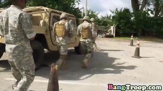 Black soldier gets fucked hard by multiple guys