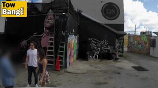 Tow truck driver fucking slutty teen's throat in the backseat of the car