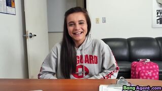 Sideways pounding for dark haired teen Kharlie Stone