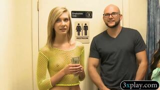 Skinny blonde railed along with another girl for cash