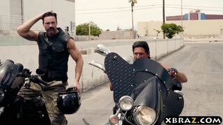 Emo biker babes banged by two thugs in their clubhouse