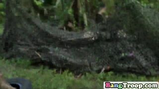 Soldiers end their millitary excercise with hot fucking