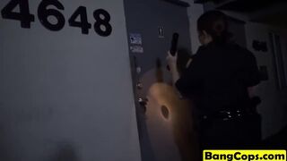 Two lusty female cops take of black man's pants and blow his large penis
