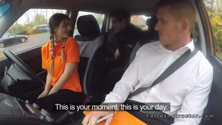 Sexy teen sucks and fucks in driving school car