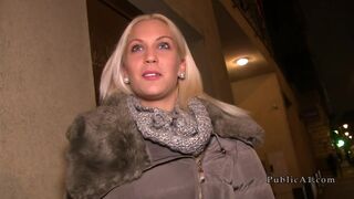 Hungarian blonde gets quick fuck in public