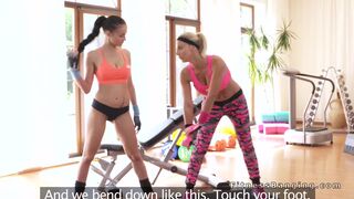 Huge tits fitness coach tribs teens knee