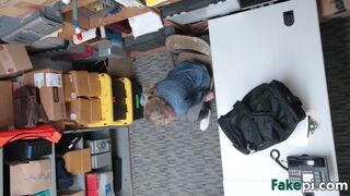 Blonde teen thief gets pussy filled in office