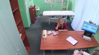 Blonde with smoking problem bangs doctor