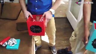 Two blonde teens fucking two big cocks in different poses