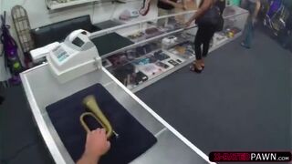 Voluptuous babe wants to sell a bugle ends up sucking Shawns big cock