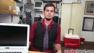 Skinny dude gets fucked against the desk doggystyle