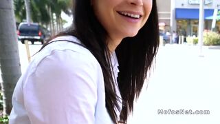Hot brunette fucks in alley for money