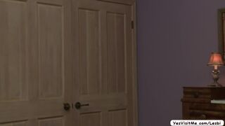 Teen lesbian Karlee Grey teaches her stepmom Reagan Foxx to masturbate