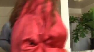 Redhead mature slut with big fake tits getting her asshole and pussy banged hard