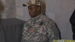 Black soldier with massive cock fucking hard two female cops