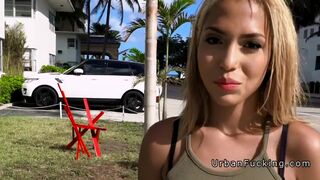 Horny voyeur bangs Latina teen for cash
