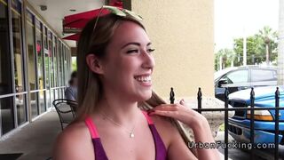 Stranger with money pounds fitness babe