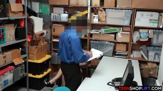 Chubby latina teen thief busted by a security guard