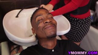 Blonde milf takes two black schlongs in threeway