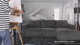 Painter bangs his big tit muse