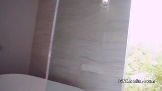 After shower hairy gf gets anal sex