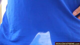 Asian teen amateur picked up and fucks in a messy hotel room