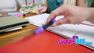 Filthy Slut Adriana Chechik Sucks Hard Dick Together With Her Nerdy Blonde Friend